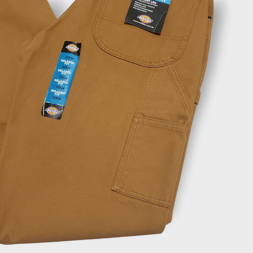 NWT Dickies Mens Carpenter Jeans Relaxed Fit Straight Leg Khaki Brown 33x34 - Picture 2 of 11